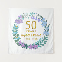 50th Anniversary Golden Floral Bluebells Wreath