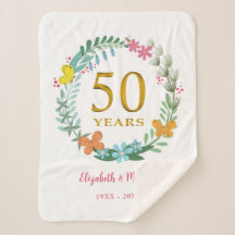 50th Anniversary Golden Floral Butterfly Wreath