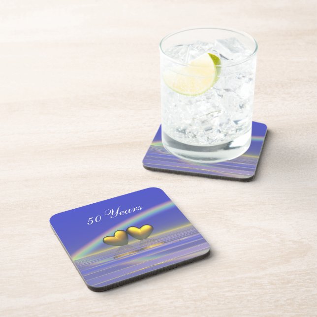 50th Anniversary Golden Hearts Coaster (Right Side)