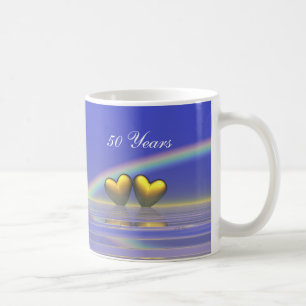 50th Anniversary Golden Hearts Coffee Mug