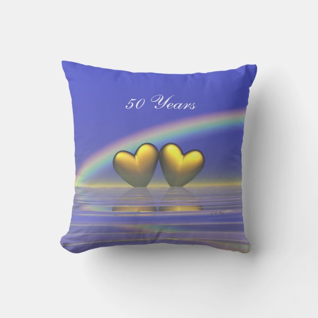 50th Anniversary Golden Hearts Cushion (Front)
