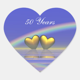 50th Anniversary Golden Hearts Heart Sticker