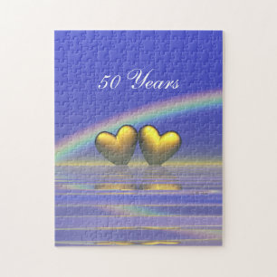 50th Anniversary Golden Hearts Jigsaw Puzzle