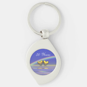 50th Anniversary Golden Hearts Key Ring