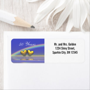50th Anniversary Golden Hearts Return Address Label