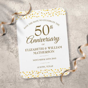 50th Anniversary Golden Hearts Save the Date Magnet