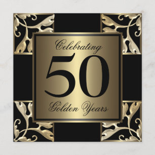 50th anniversary golden invitation