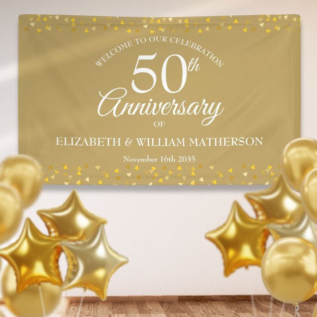50th Anniversary Golden Love Hearts Welcome Banner (50th Anniversary Golden Love Hearts Welcome Banner)