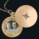 50th Anniversary Golden Photo Frame | Keepsake Locket Necklace<br><div class="desc">This is a unique, elegant personalised photo golden anniversary pendant necklace- Shiny gold effect anniversary commemorative keepsake has your own personalised photo template of the happily married anniversary couple of fifty years centred and framed by a circle of elegant ornate gold swirl designs. At the bottom are the married couple...</div>