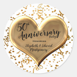 50th Anniversary - Golden Sparkle - Round Sticker