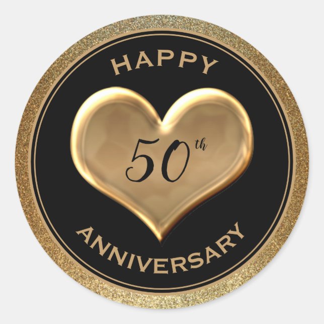 50th Anniversary - Golden Sparkle - Round Sticker (Front)