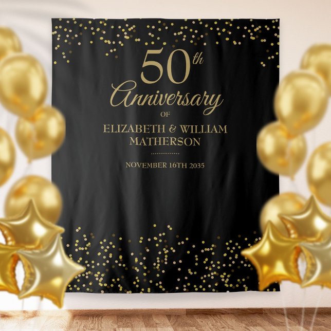 50th Anniversary Golden Wedding Black Tapestry (Creator Uploaded)