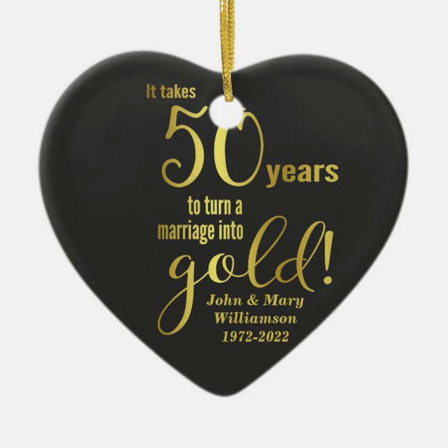 50th Anniversary - Golden Wedding Ceramic Ornament (Front)
