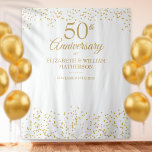 50th Anniversary Golden Wedding Photo Backdrop Tapestry<br><div class="desc">Featuring delicate gold hearts confetti this 50th golden wedding anniversary photo booth backdrop will add fun and memories to your celebration event. Designed by Thisisnotme©</div>