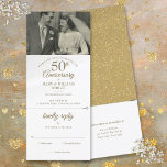 50th Anniversary Heart Confetti Wedding Photo RSVP Invitation<br><div class="desc">An all in one invitation and rsvp card for you to personalise with your favourite wedding photo and your special 50th golden wedding anniversary celebration details in chic gold typography. The reverse features gold love heart confetti. The invitation includes an RSVP card that can be cut off and guest information...</div>