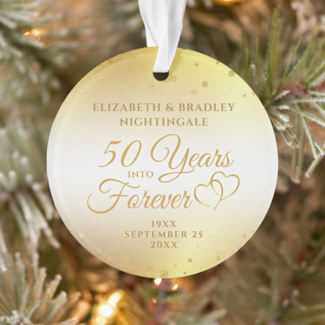 50th Anniversary Hearts YEARS INTO FOREVER Photo Ornament (Tree)