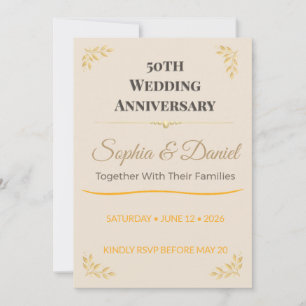 50th Anniversary Invitation   Elegant Gold Keepsak