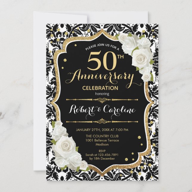 50th Anniversary Invitation - Gold Black (Front)