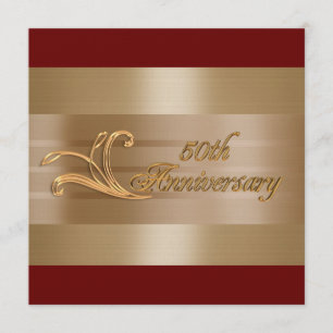 50th anniversary invitation gold red