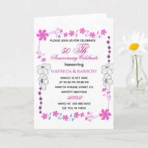 50th Anniversary Invitation, Greenery Wedding Anni Card