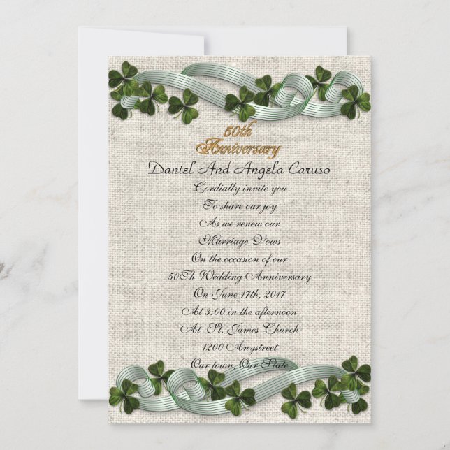 50th Anniversary Invitation Irish theme (Front)