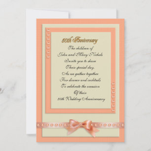 50th Anniversary invitation peach and cream colour