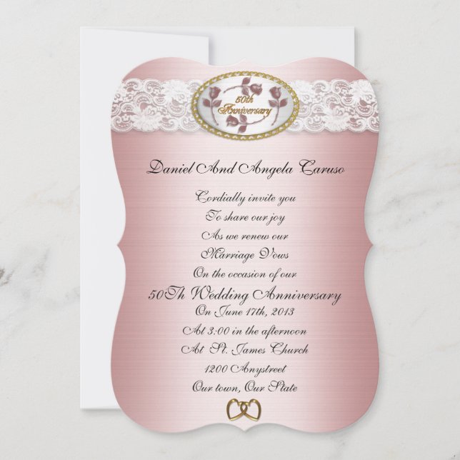 50th Anniversary Invitation Pink satin (Front)