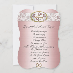 50th Anniversary Invitation Pink satin