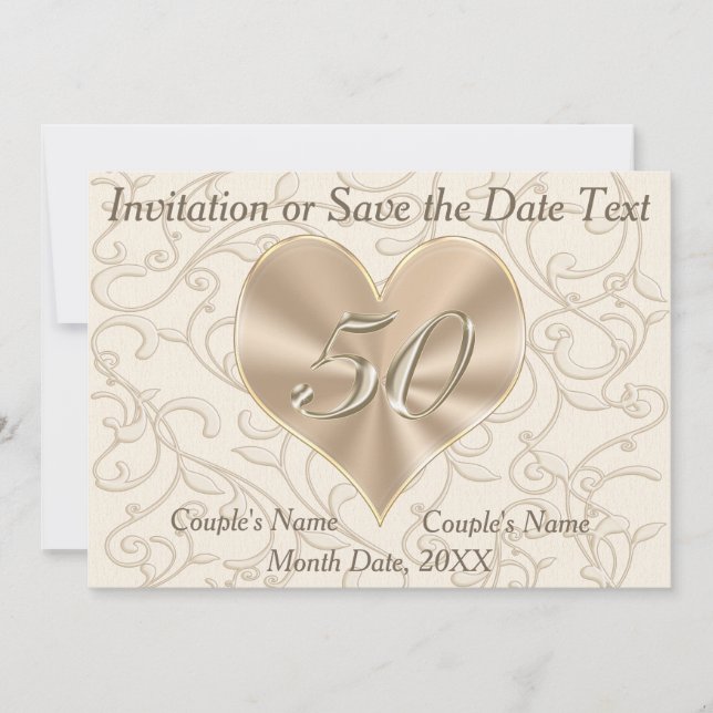 50th Anniversary Invitations, 5 Text Box Templates (Front)