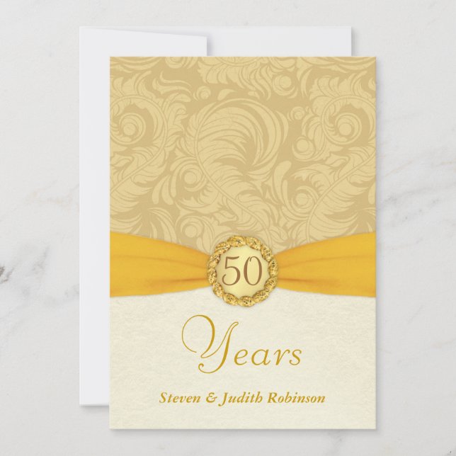 50th Anniversary Invitations- Gold Monogram Invitation (Front)