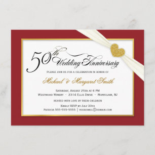 50th Anniversary Invitations - Red & Gold
