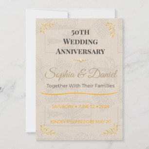 50th Anniversary Invite Elegant Gold Celebration