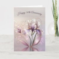 50th Anniversary Iris Flower With Gold Etching