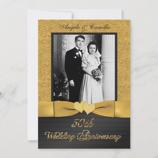 50th Anniversary Joined Hearts PHOTO Invite 3 (Front)