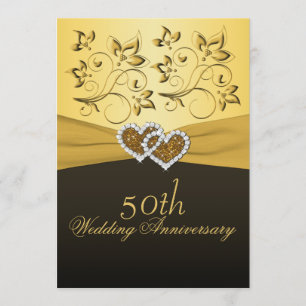 50th Anniversary Joined Hearts Wedding Invitation