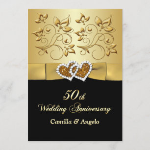 50th Anniversary Joined Hearts Wedding Invite 2