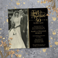 50th Anniversary Just Married Wedding Photo Square