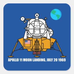 50th Anniversary logo, Apollo 11 Moon Landing: Square Sticker