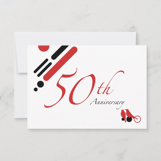 50th Anniversary (mod birds) Invitation (Front)