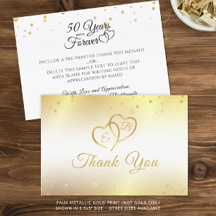 50th Anniversary Monogram Hearts Gold Thank You