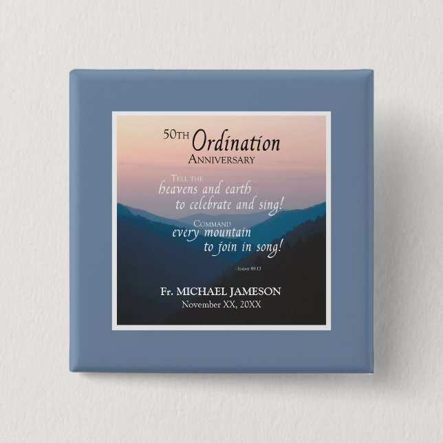 50th Anniversary of Ordination Congratulations 15 Cm Square Badge (Front)