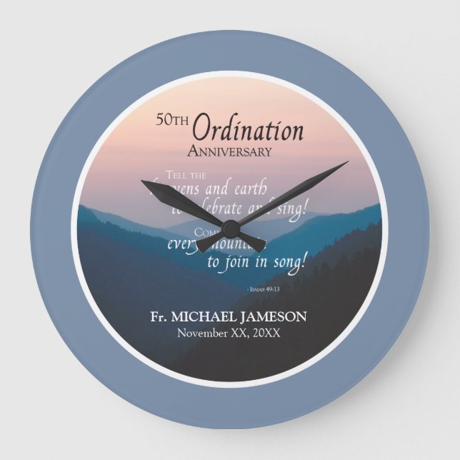 50th Anniversary of Ordination Congratulations Large Clock (Front)