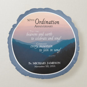 50th Anniversary of Ordination Congratulations Round Cushion