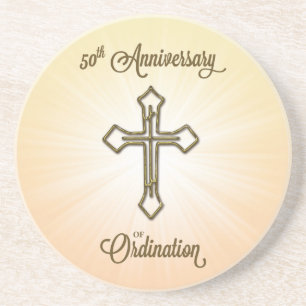 50th Anniversary of Ordination, Gold Cross on Star Coaster