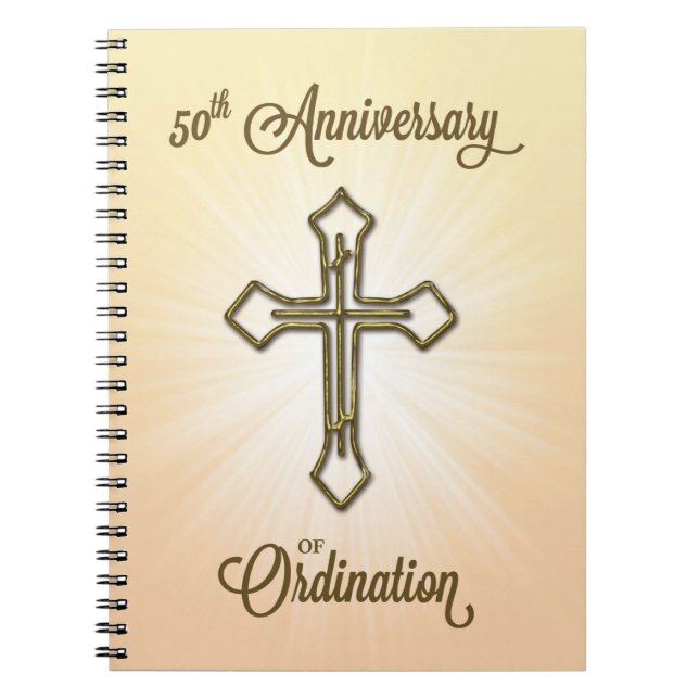 50th Anniversary of Ordination, Gold Cross on Star Notebook (Front)