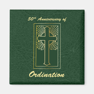 50th Anniversary of Ordination Green Leather Look Magnet