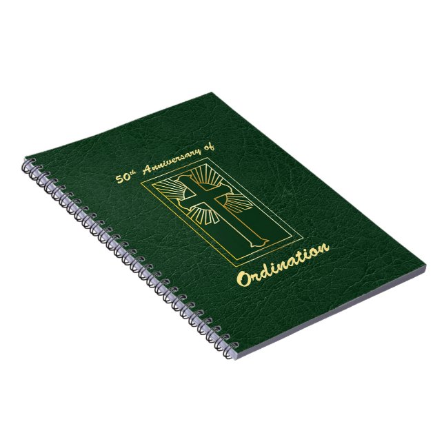 50th Anniversary of Ordination Green Leather Look Notebook (Right Side)