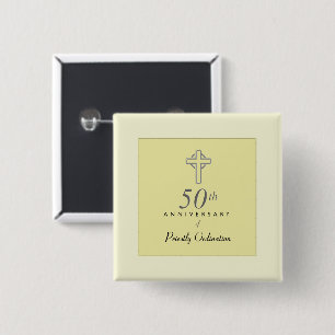 50th Anniversary of Priest with Embossed Cross 15 Cm Square Badge