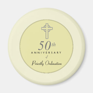 50th Anniversary of Priest with Embossed Cross Magnet