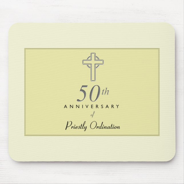 50th Anniversary of Priest with Embossed Cross Mouse Pad (Front)